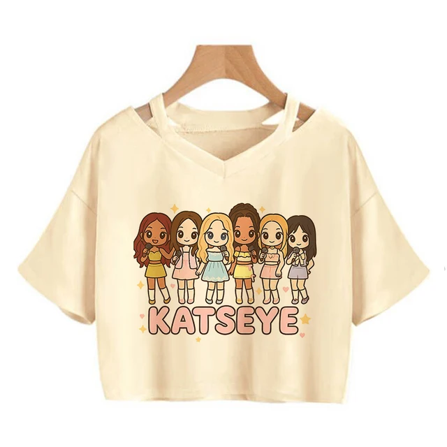 T-shirt court graphique Sexy pour femme, gothique Y2k, Style coran des années 90, vêtements pour femmes, Katseye, imprimé drôle 1