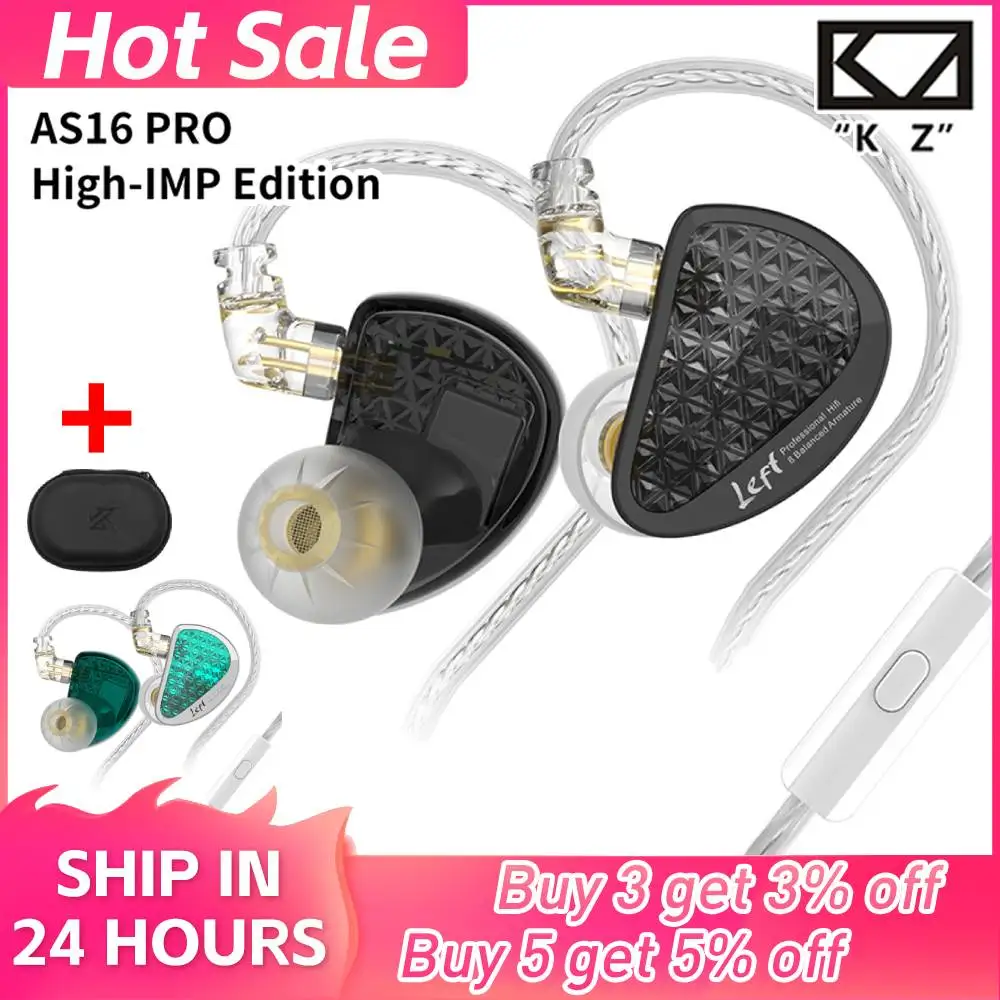 KZAS16PROPorttilErgonmicoWiredHeadphones35mmPlugNoise