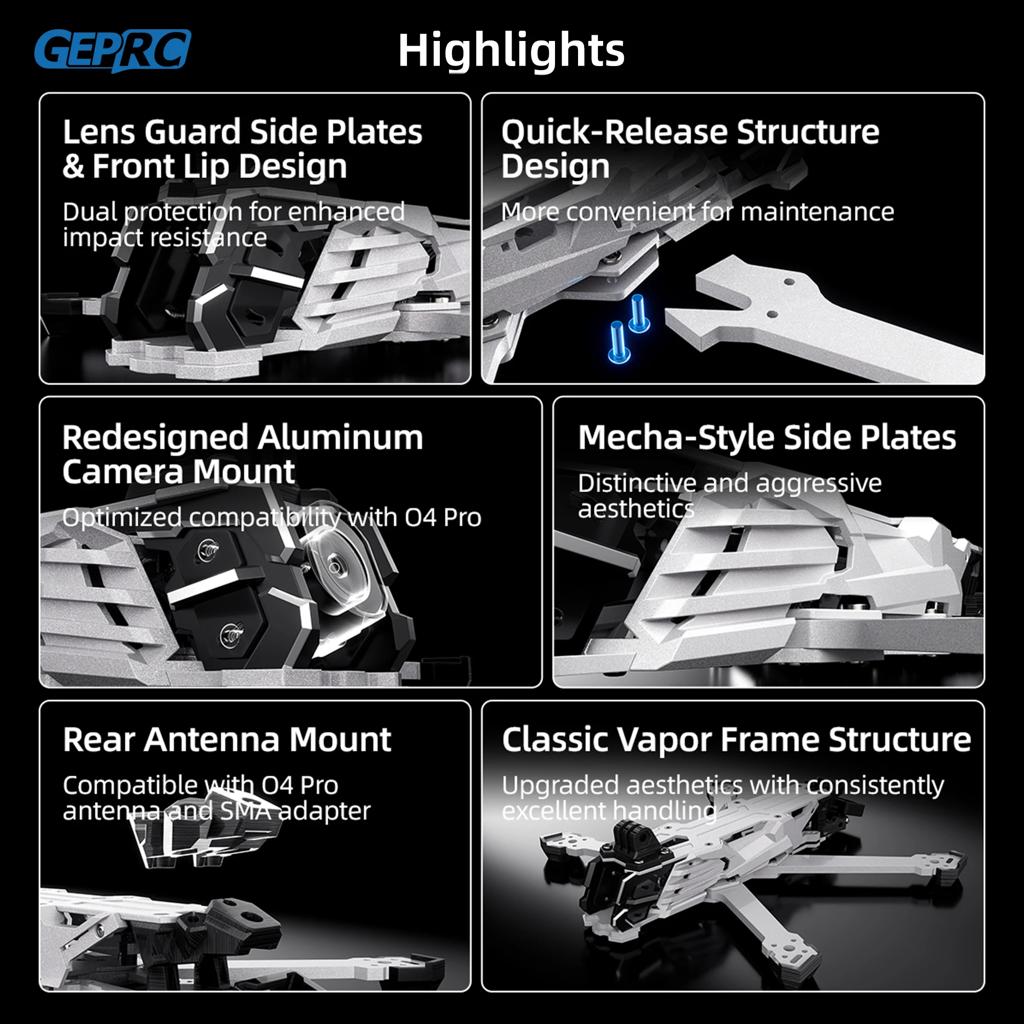 GEPRC GEP-Vapor O4 Pro Голографическая белая рамка 5 6-дюймовый Дрон X5 D5 X6 RC FPV Квадрокоптер Сменные аксессуары для вертолета thumbnail 2