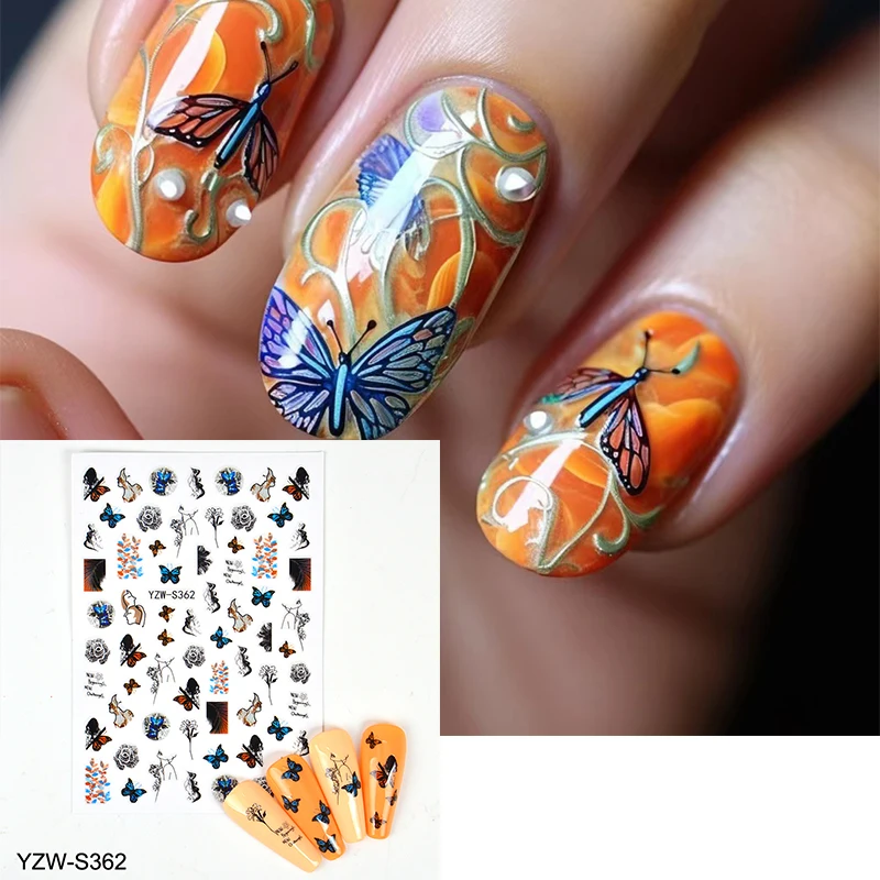 

1 шт. новые стикер для рукоделия стикеры 3D на ногти Nail Art Милые 3D череп цветные бабочки наклейки Декорации для дизайна ногтей