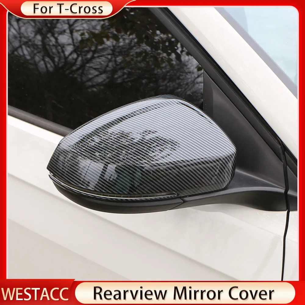 

2Pcs Car Side Rearview Mirror Cover Sticker Trim for VW Volkswagen T-Cross Tcross 2018 2019 2020 2021 2022 2023 Accessories