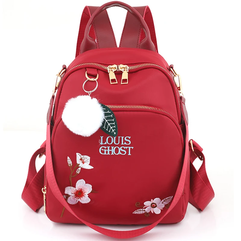 NewTrendEmbroideryDesignBackpacksLightLuxuryAntiSplashNylon