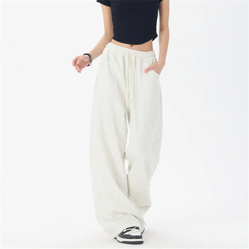 Solid Casual Cotton Wide leg Pants Women 2024 Fashion Women High Waist Wide Pants Youthful Female Trousers Streetwear
