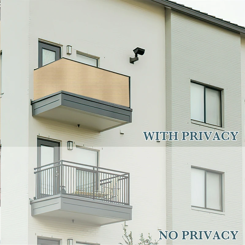 New Thicken Beige Balcony Privacy Screen Backyard Garden Fence Mesh Outdoor Awning Anti-UV Apartment Terrace Safty Privacy Net - Image 5