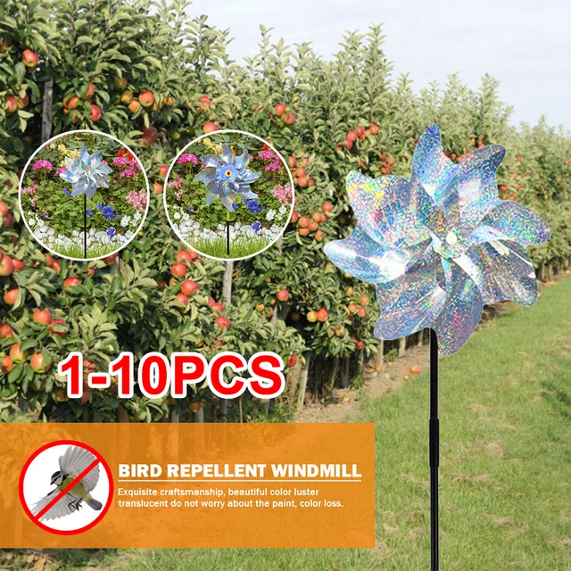 1-10Db Szélmalom Madárriasztó Kültéri Kerti Madárcsökkentő Szikrázó Pinwheels Diy Szél Fonó Gyerekek Játék A Gyep Udvari Dekorációhoz