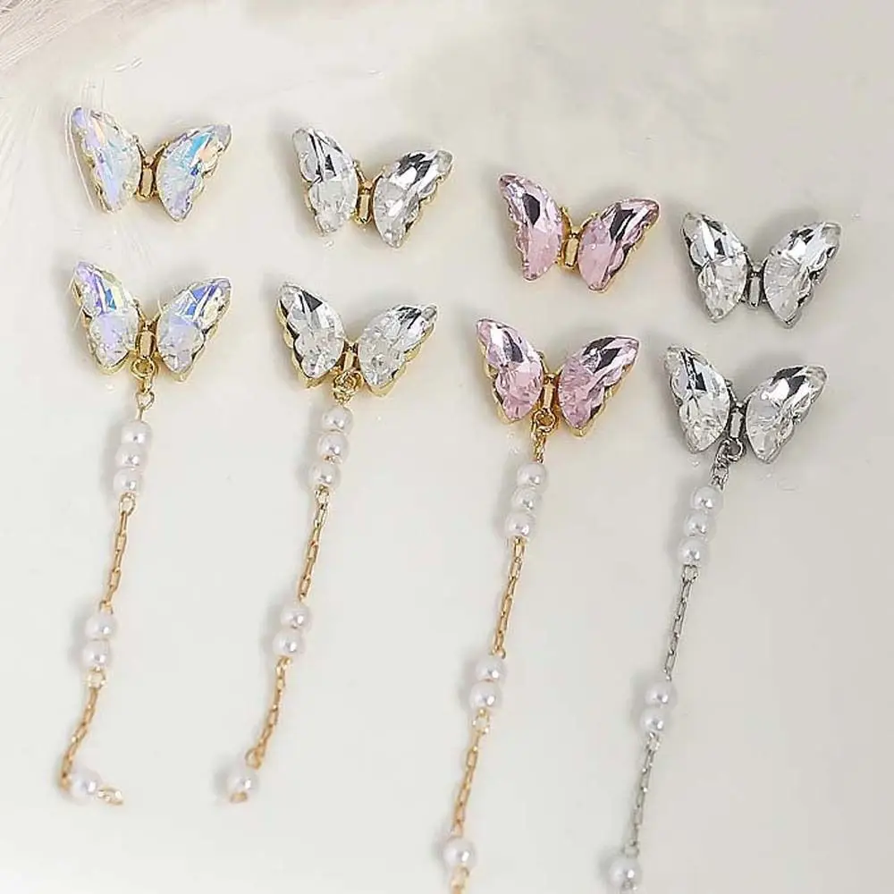 1Pc Sailor Moon Nail Charms Love Heart Butterfly Chain Nail Parts Tulip Flowers Nail Figures for Manicure Nail Accessories