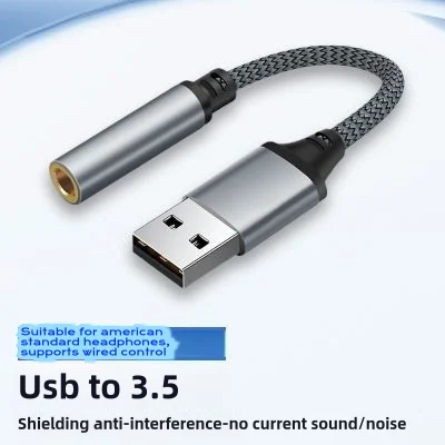 Amplificatore auricolare Scheda audio esterna USB per cavo audio da 3,5 mm Interfaccia foro circolare Computer desktop Cuffie portatili_voghion.com