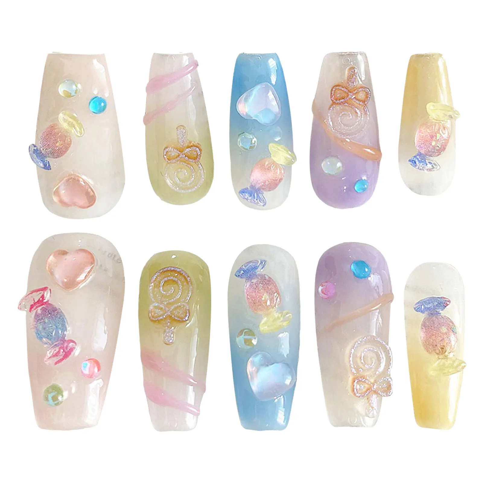 

Милый красочный градиентный пресс для ногтей очаровательные удобные для ногтей Маникюрные ногти для ежедневного и праздничного ношения
