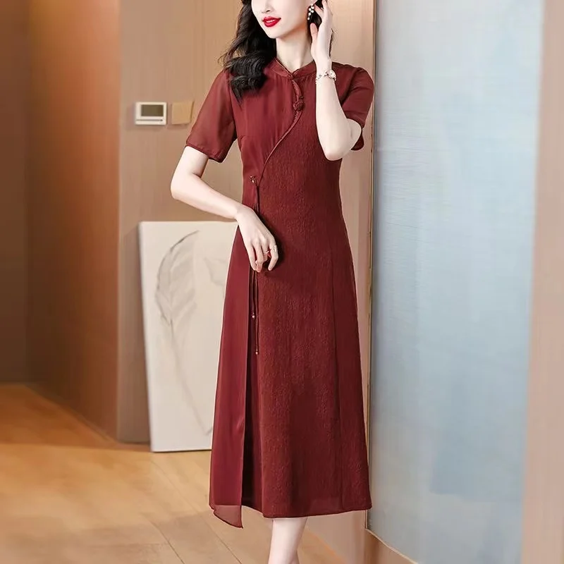 Xiangyunsha's mother's wedding dress silk mulberry silk qipao dress