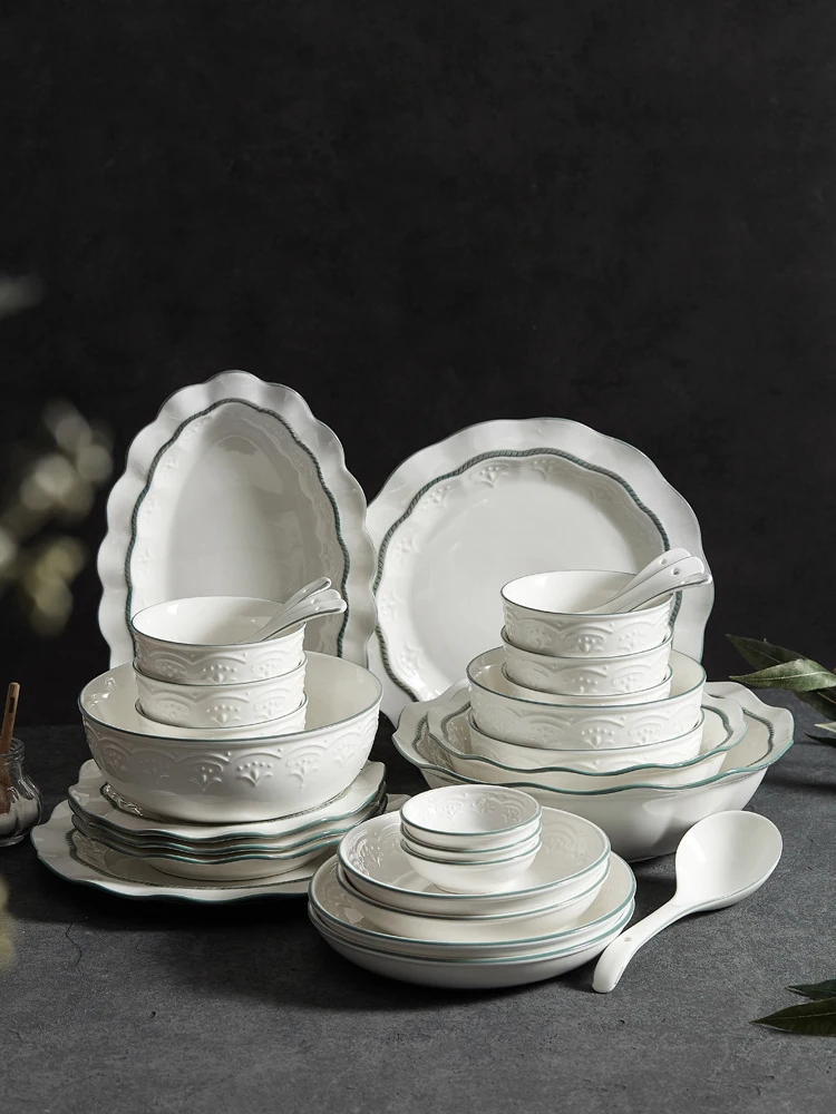 Bowl and Dish Set For Home Use Modern Simple Light Luxury Nordic Ceramic Exquisite Plate and Bowl