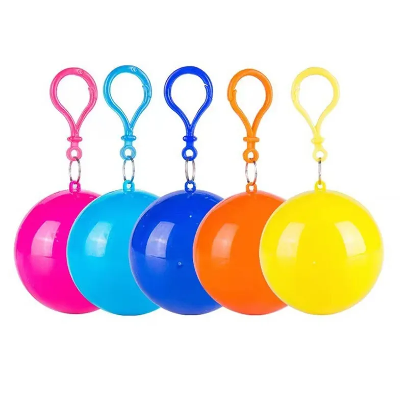 Raincoat poncho Colorful Mini Portable Raincoat Ball Thickened Disposable Waterproof Emergency Adults Rain Ponchos Cape Keyring