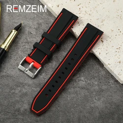 Premium Quick Release Silicone Sport Strap - Soft, Durable Rubber Wristband - 22mm (Red)