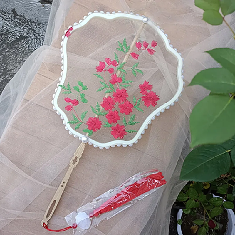 Chinese Traditional Embroidery Hand Fan, Vintage Chinese Ancient Costume, Han Fu Dance, Cheongsam Fan, Long Handle Performance