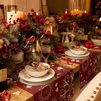 Christmas Snowflake Texture Linen Table Runners Dresser Scarves Decor Winter Xmas Dining Table Runners Navidad Decorations 2025 4