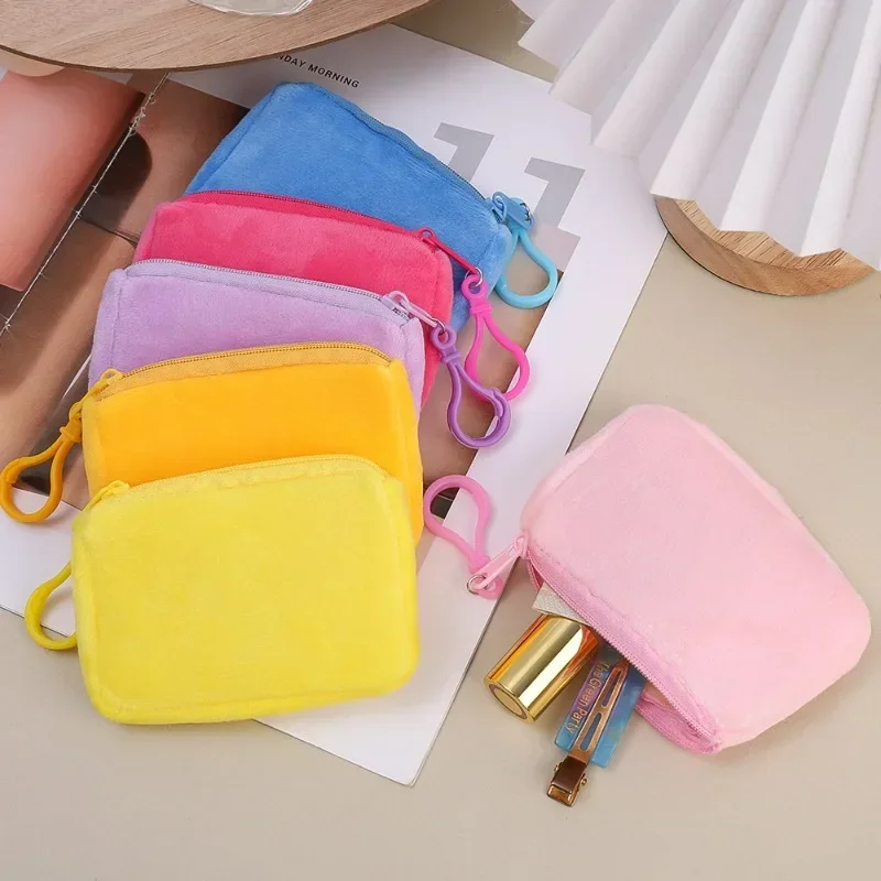 Coin Purse 6pcs Plush Women Mini Square Change Pouch Wallet Headphone Bag Key Holder Zero Wallet Box