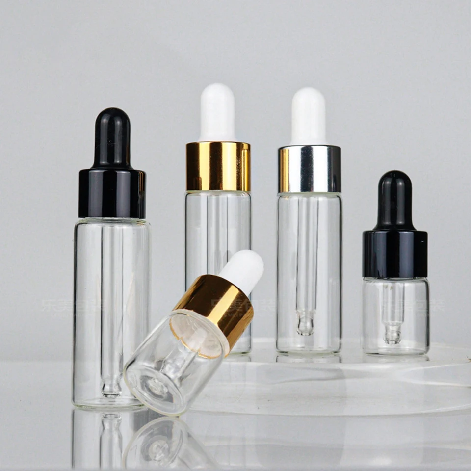 12 Mini Flaconi In Vetro Da 1 Ml Con Roll-on - Ricaricabili Per Oli Essenziali, Profumi E Campioni - Tappo Oro