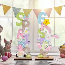 Adornos de madera de Pascua para niños, decoraciones Kawaii de conejo, huevo sin rostro, Gnomo de madera, manualidades DIY, decoración del hogar de primavera y Pascua, regalos, Juguetes