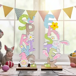 New Wooden Easter Ornaments Decorations Kawaii Rabbit Egg Faceless Gnome Wood DIY Craft Spring Easter Home Decor Kids Gifts Toys