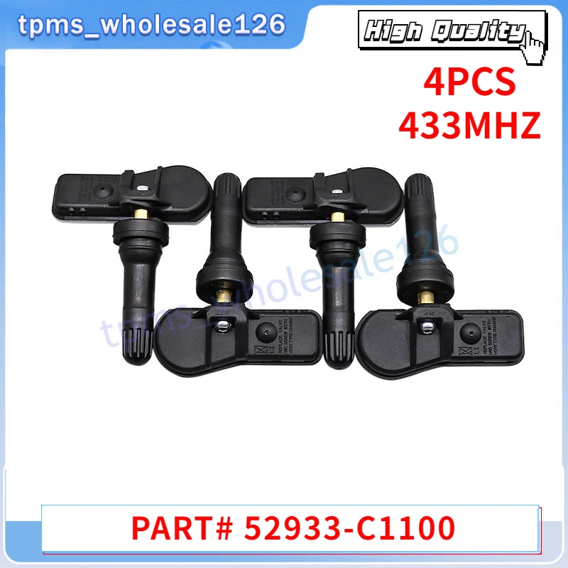 Фото 52933-C1100 датчик шин 4 шт. для Hyundai Creta IX25 Tucson I40 IX35 Sonata 2014-2019 система контроля давления в шинах TPMS 433MHZ №1