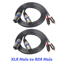 Premium 2RCA to 2 XLR Audio Cable with Durable Metal Shell for Amplifiers and Home Theaters (Male to Male 2pc)