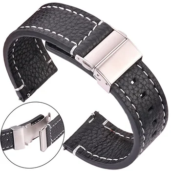 Cinturino per orologio intelligente in vera pelle morbida 18 20 22 24mm cinturino in pelle di vacchetta da donna marrone nero cinturino a sgancio rapido