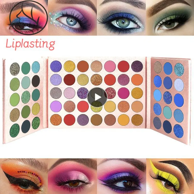 

65 цветов, двухдверная Складная палитра теней для век, блестящая яркая палитра водостойких теней для век ярких цветов TSLM2