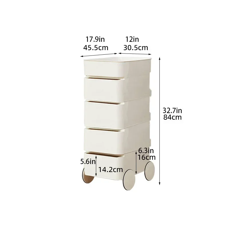 Movable Storage Cabinet Plastic Chest Of Drawers Home Cart Living Room Sofa Sideboard Bedside