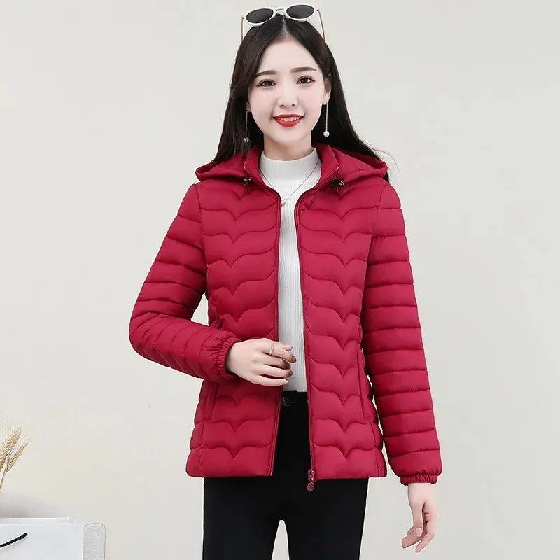 

Autumn Winter New Parkas Woman Hooded Down Cotton Padded Jacket Fashion Casual Slim Short thin Warm Coat Female Outerwear G2848