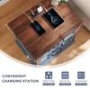 Farmhouse Nightstand with Charging Station, 24 Inch Wide End Table with 3 Large Drawers & Bar Handles, Rustic Wood Small Dresser 4