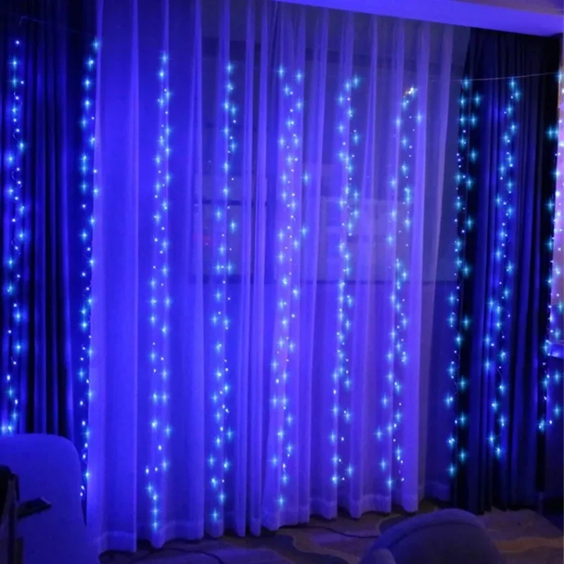 3/4/6M USB Curtain Fairy Light String Christmas Decoration Garland Wedding Party Holiday Halloween Home Bedroom 8 Mode LED Light