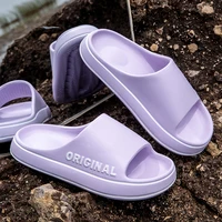 Feslishoet Women Letter Slippers Beach Slides Solid Color Mens Thick Sole Indoor Bathroom Anti Slip Shoes Summer Couple Sandals 1