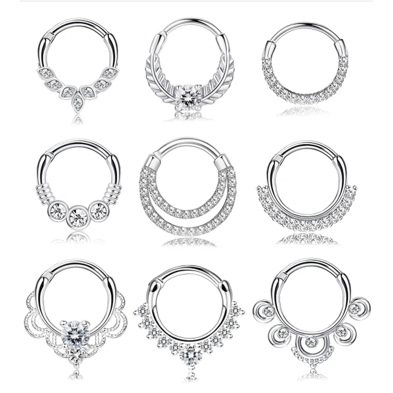1PCS16GHingedNoseRingBatNoseRingsHoopsStainlessSteelSeptum