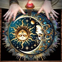 Sun and Moon Tarot Tablecloth Pagan Altar Cloth For Spread Tarot Reading Cover Divination Tarot Mat Spiritual Oracle Cards Pad 2