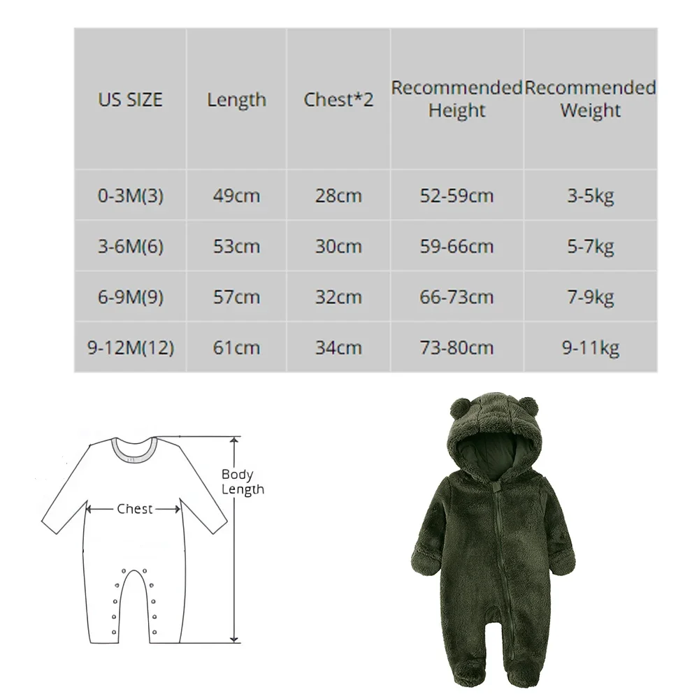 Baby Clothes Newborn Baby Winter Fleece Romper Solid Hooded Thick Infant Outfits for 0-24M Korean Casual Jumpsuit Boy Girl