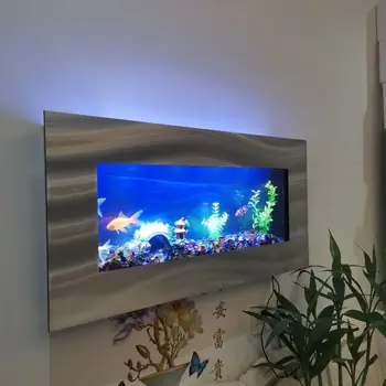 Home Decoration Landscape Wall Hanging Fish Tank Aquarium ultra clear tempered ultra-thin fish tank without changing water 1