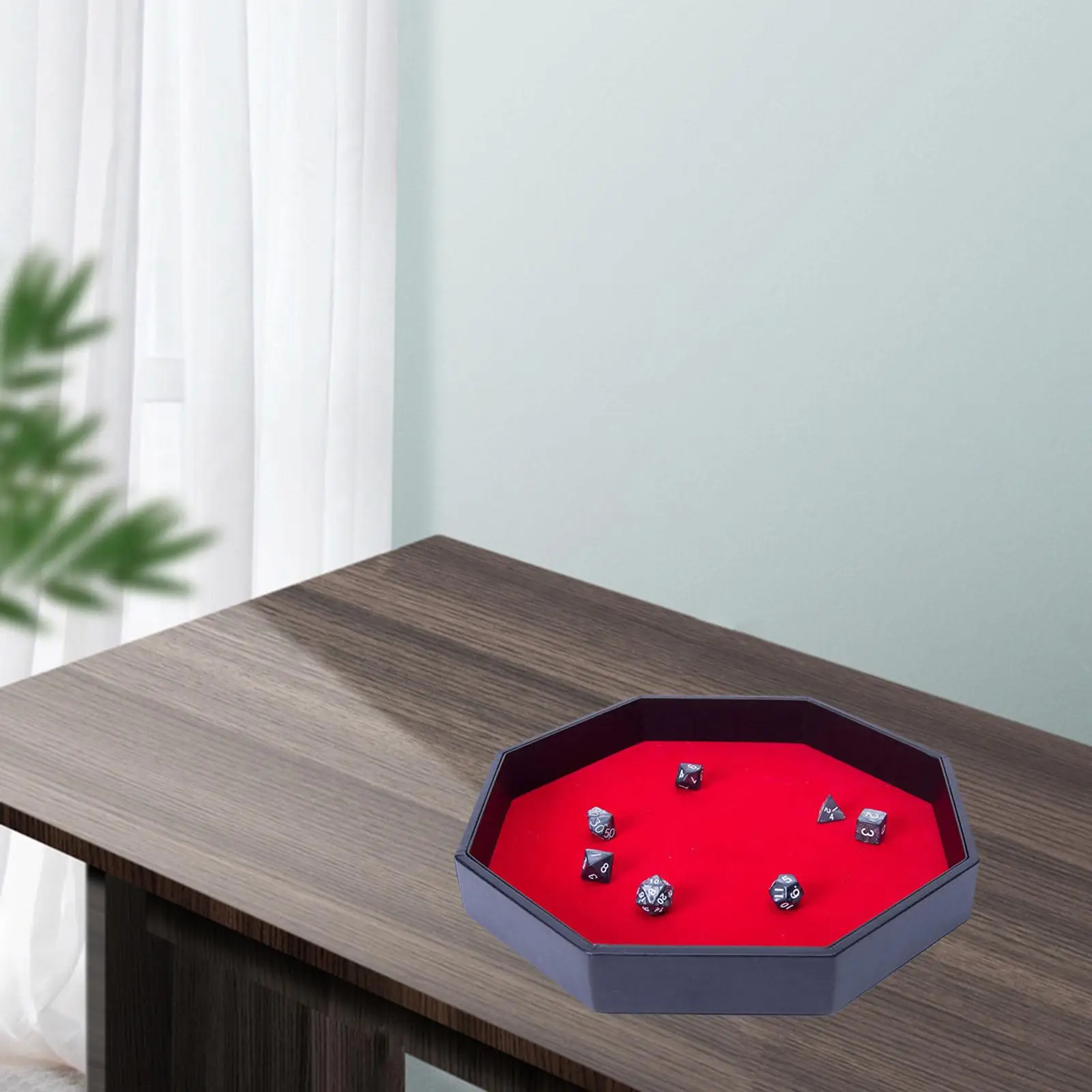Octagonal Rolling Tray,PU Leather Holder Game Box Velvet for