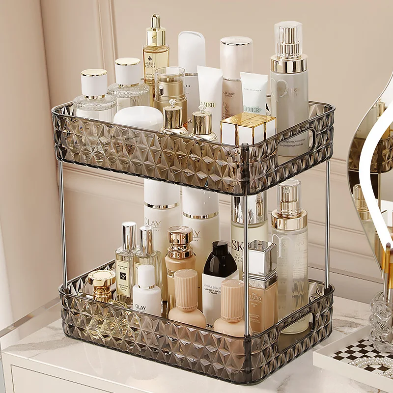 Acrylic Storage Organizer Shelf Of Bathroom Home Kitchen Makeup Skincare Shampoo Lipstick Tabletop Holder Cosmetic Desk Rack 2