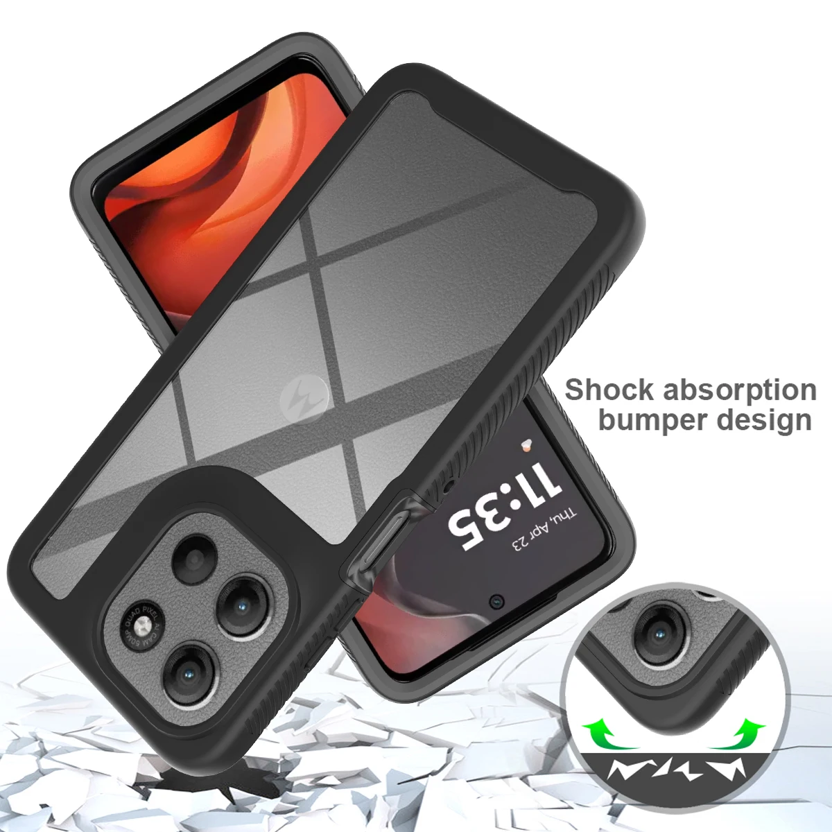 Shockproof Armor Glossy Phone Case with Transparent Acrylic Back