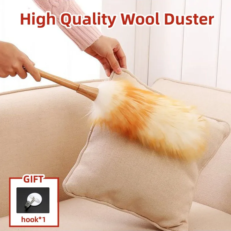 

Антистатическая щетка из овечьей шерсти с перьями, мягкая щетка из овечьей шерсти для мебели, пыльник из высококачественной шерсти