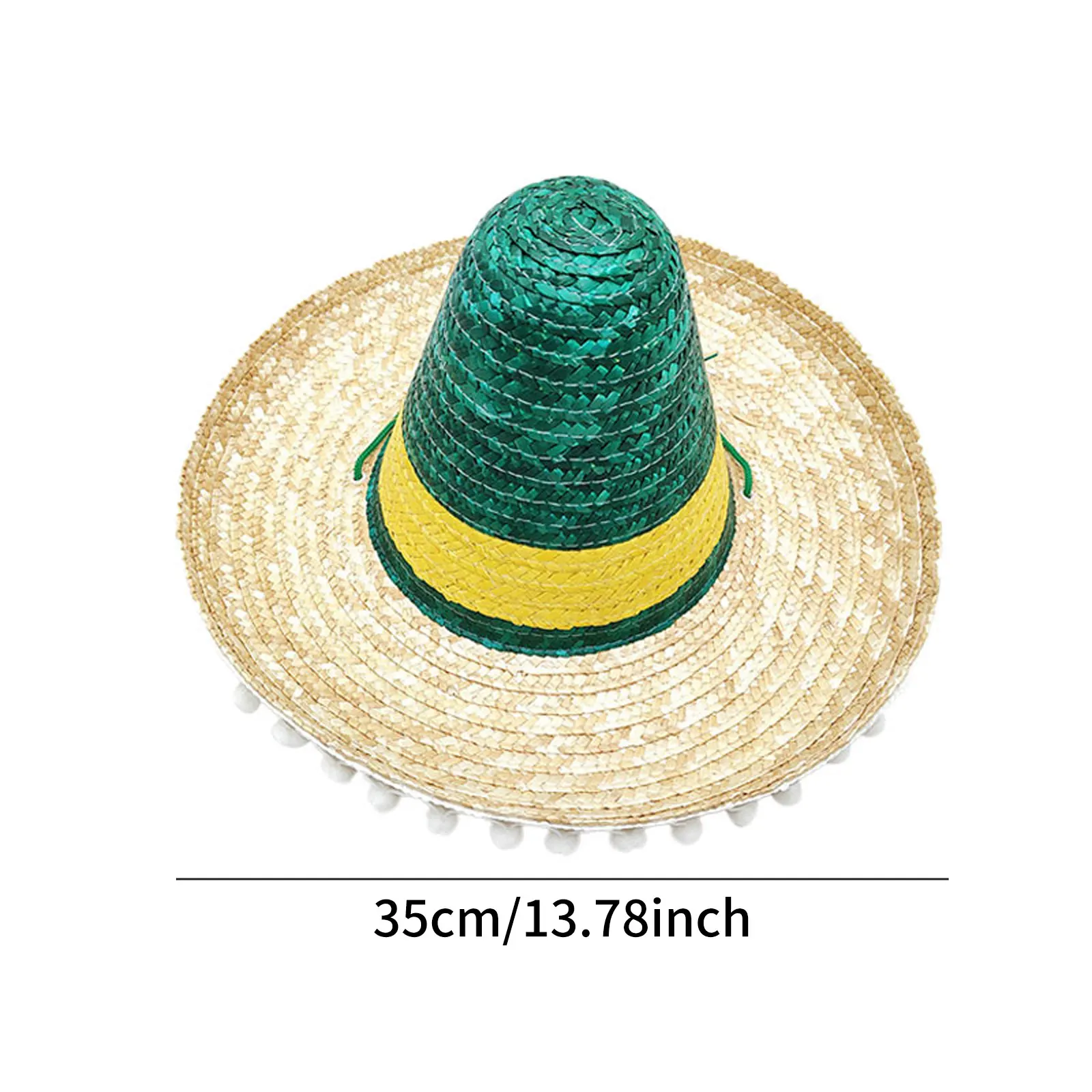 Mexikanischer Hut aus Bambusgeflecht, Sombrero-Hut für Halloween, Karneval, Party, traditionelle Kostüm-Requisiten für Erwachsene, Kopfbedeckung, Mütze – Detail 15