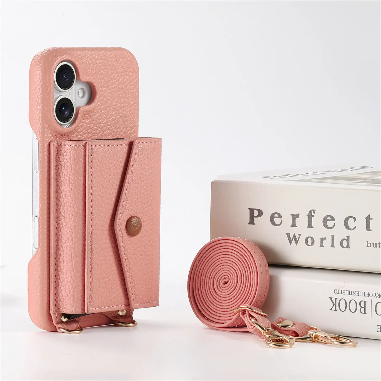 Premium PU Leather Crossbody Wallet Case with Card Holder and Mirror - Shockproof Cover