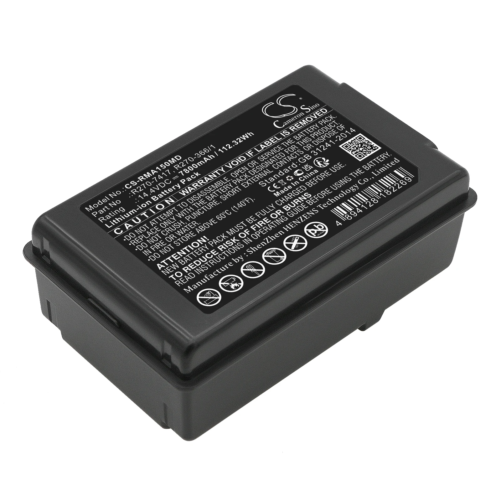 

Medical Battery For ResMed R270-366/1 R270-7417 Astral 150 Ventilator Ultralife Li-ion 14.40V 7800mAh / 112.32Wh Black