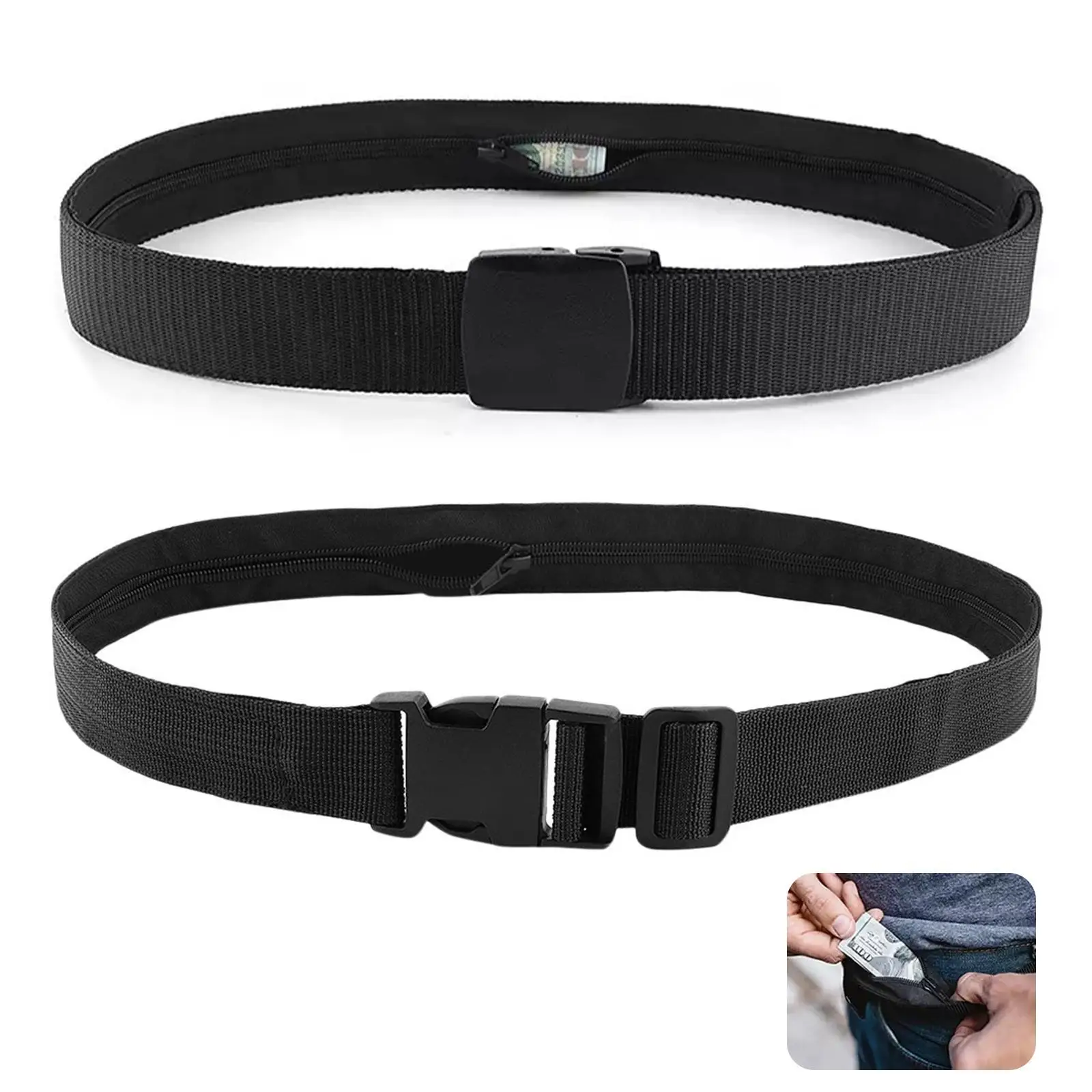 

120cm Travel Cash Anti Theft Belt Waist Bag Women Portable Hidden Money Strap Wallet Waist Pack Outdoor Men Secret Hiding Belts