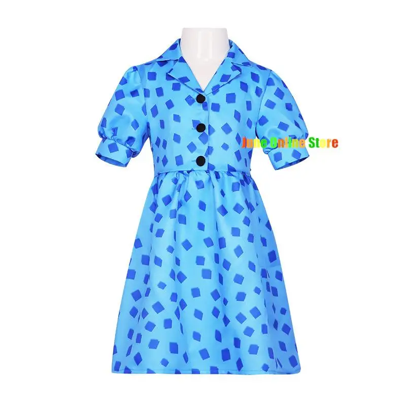 Movie Roald Dahl Matilda The Musical Cosplay Costume Outfit Halloween Carnival Women Blue Printed Dress Kid Size