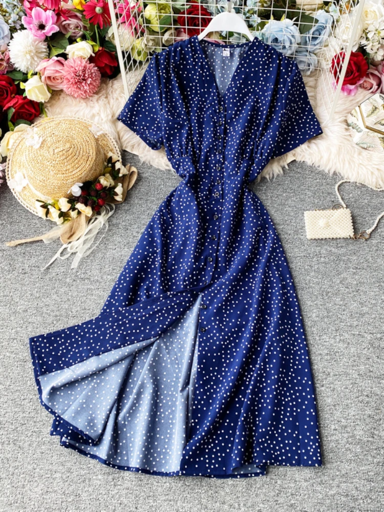 Korean Red elegant sexy Dress women 2024 Summer Autumn V