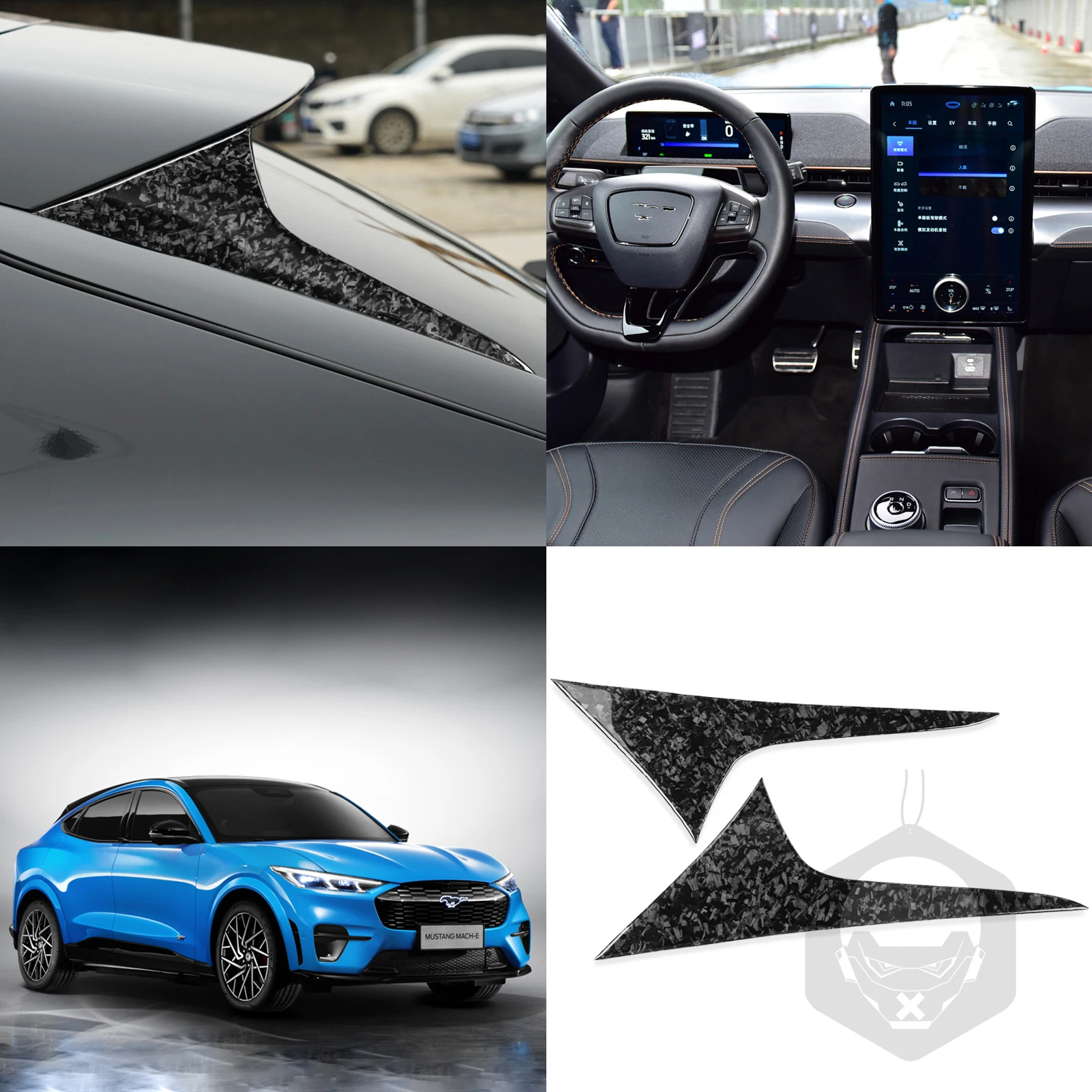 

for Mustang Mach E 2021 Rear Window Decoration Cover Trim Sticker Decal Car Exterior Accessories Forged Carbon Fiber