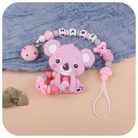 Custom Personalized Name Baby Pacifier Clips Teethers Dummy Nipple Holder Clip Chain Newborn Pacifiers Teething Toys Accessories