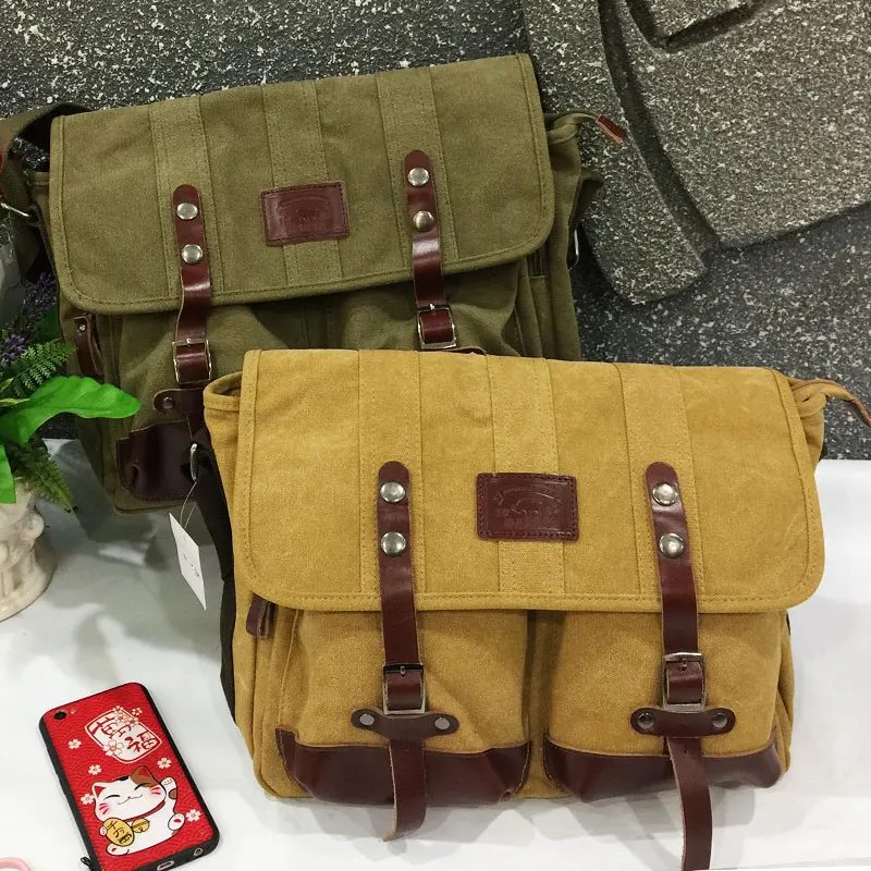 Men Messenger Bags Canvas and Leather Patchwork Big Satchel Shoulder Bags Male Laptop Briefcase Vintage Travel Handbag