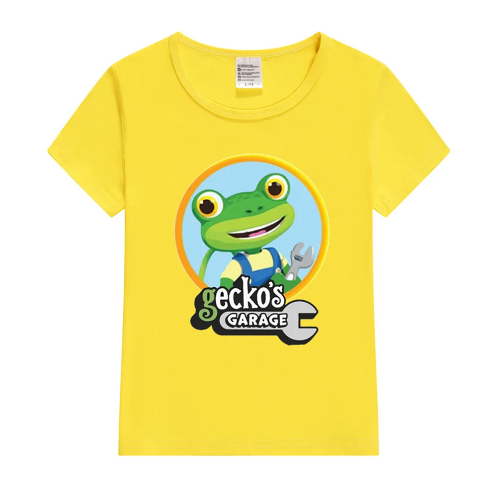 Summer Fashion Boys T-Shirt Funny Cartoon Gecko's Garage Print Children's Clothing Kids Tshirts Girls New Clothing Tops baby t shirts kids t shirts