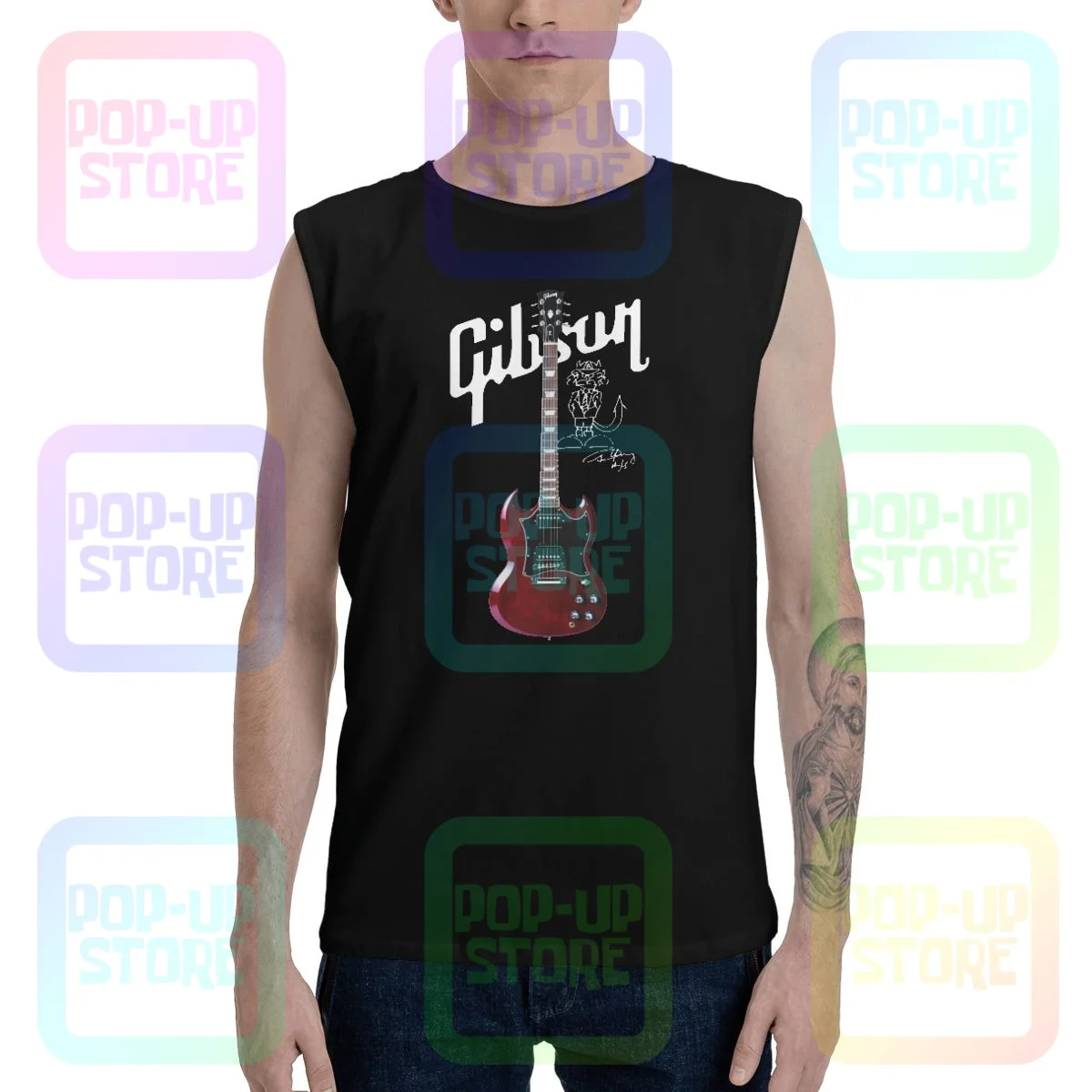 Gibson Les Paul Canotte Gilet Camicia Senza Maniche Top Daily Hipster All-Match